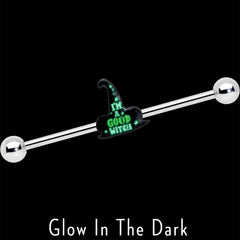 14G Good Witch Hat Glow the Dark Halloween Industrial Barbell 38mm