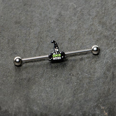 14G Good Witch Hat Glow the Dark Halloween Industrial Barbell 38mm