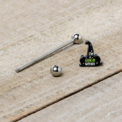14G Good Witch Hat Glow the Dark Halloween Industrial Barbell 38mm