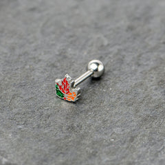 16G 5/16 Autumn Tricolor Maple Leaf Cartilage Tragus Earring