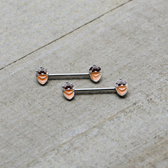 14G 9/16 Autumn Acorn Brown Orange Barbell Nipple Ring Set