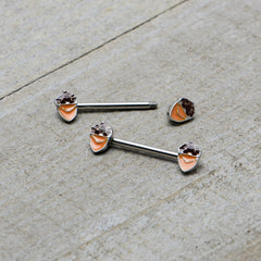 14G 9/16 Autumn Acorn Brown Orange Barbell Nipple Ring Set