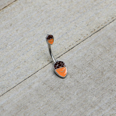 Autumn Acorn Brown Orange Fall Double Mount Belly Ring