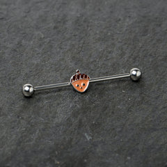 14G Autumn Acorn Face Brown Fall Industrial Barbell 38mm
