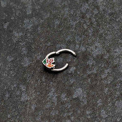 16G 5/16 Tricolor Red Autumn Maple Leaf Hinged Segment Ring
