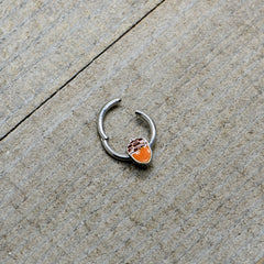 16G 3/8 Autumn Acorn Orange Brown Hinged Segment Ring