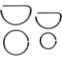 20G 12 Pack ASTM F-136 Implant Grade Titanium Nose Hoop D Shaped Septum Ring and Cartilage Ear Hoop Earring Set