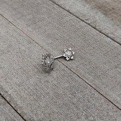 Clear Gem Filigree Winter Snowflakes Double Mount Belly Ring