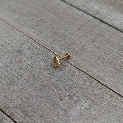 16G 5/16 Red Gem Gold Tone Deco Holiday Tree Labret Monroe Tragus