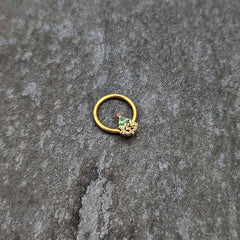 16G 3/8 Red Gem Gold Tone Deco Holiday Tree Hinged Segment Ring