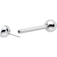 Blue CZ Gem ASTM F-136 Implant Grade Titanium Threadless Barbell Tongue Ring