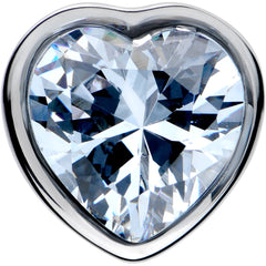 Stainless Steel CZ Gem Heart In Heart Double Flare Plug Set 8mm to 16mm