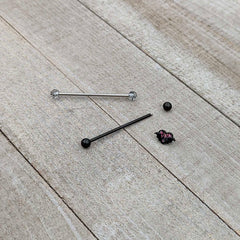 14G Black Bat Heart Halloween Clear Industrial Barbell 38mm Set of 2
