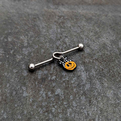 14G Halloween Kerchief Pumpkin Dangle Project Bar 38mm