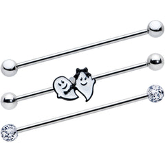 14G Black Tie Ghosts Glow in Dark Industrial Barbell 38mm Set of 3