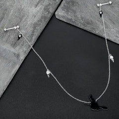 14G 9/16 Creepy Ghosts Witch Halloween Dangle Nipple Chain Set