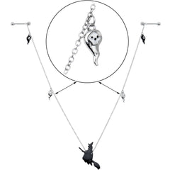 14G 9/16 Creepy Ghosts Witch Halloween Dangle Nipple Chain Set