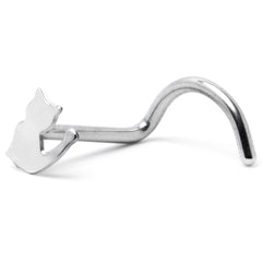 20G 1/4 Silhouette Kitty Cat Left Side Nose Screw