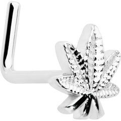 20G 1/4 Texture Pot Leaf L Shape Nose Ring