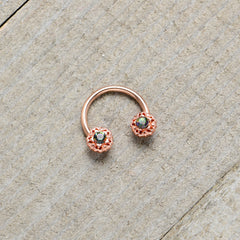 16G 3/8 Purple Tourmaline Rose Gold Tone Flower Circular Barbell