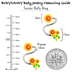 Happy Sunflower Trio Spiral Twister Belly Ring