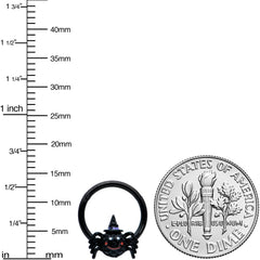 16G 3/8 Black Halloween Smiling Spider Witch Hinged Segment Ring