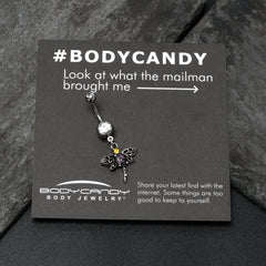 Clear Yellow Purple Gem Dragonfly Dangle Belly Ring