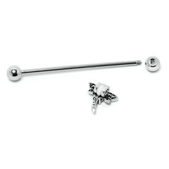 14G Purple Yellow Gem Dragonfly Industrial Barbell 38mm