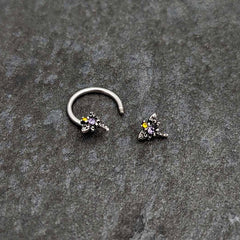 16G 3/8 Purple Yellow Gem Dragonfly Horseshoe Circular Barbell