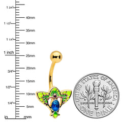 Blue Purple Gem Gold Tone Tropic Fan Belly Ring