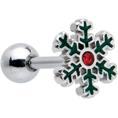 16G 1/4 Red Gem Mitten Snowflake Cartilage Tragus Earring Curation Set of 3