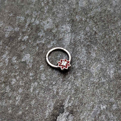 16G 3/8 Aurora Gem Poinsettia Flower Festive Hinged Segment Ring