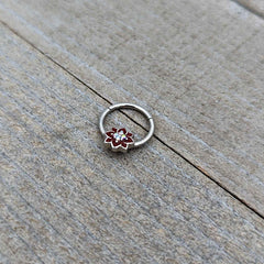 16G 3/8 Aurora Gem Poinsettia Flower Festive Hinged Segment Ring