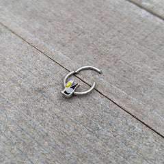 16G 3/8 Champagne Bottle Flute Yellow Hinged Segment Ring