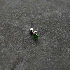 16G 1/4 Happy Christmas Tree Hat Cartilage Tragus Earring
