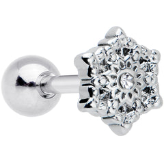 16G 1/4 Clear Gem Filigree Epic Snowflake Cartilage Tragus Earring