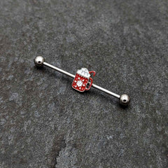 14G Sweet Hot Cocoa Marshmallow Holiday Industrial Barbell 38mm