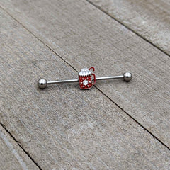 14G Sweet Hot Cocoa Marshmallow Holiday Industrial Barbell 38mm