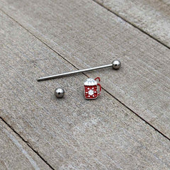 14G Sweet Hot Cocoa Marshmallow Holiday Industrial Barbell 38mm