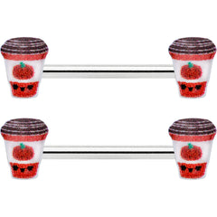 14G 9/16 Sweet Pumpkin Latte Autumn Barbell Nipple Ring Set