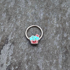 16G 3/8 Sweet Happy Cupcake Hinged Segment Ring