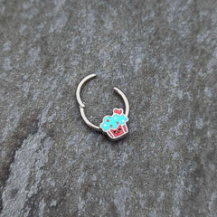 16G 3/8 Sweet Happy Cupcake Hinged Segment Ring