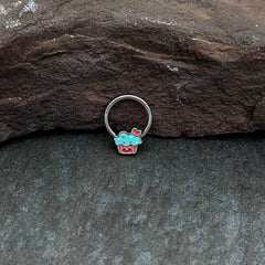 16G 3/8 Sweet Happy Cupcake Hinged Segment Ring