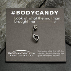 Clear Gem Open Heart Valentine Double Mount Belly Ring