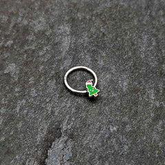 16G 3/8 Happy Christmas Tree Holiday Hat Hinged Segment Ring