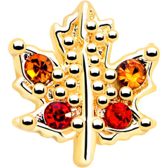 20G 7mm Red Yellow Gem Gold Tone Maple Leaf L Shape Nose Ring