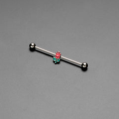 14G Sweet Happy Rose Flower Industrial Barbell 38mm