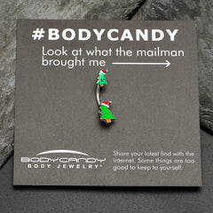 Merry Christmas Trees Hats Holiday Double Mount Belly Ring