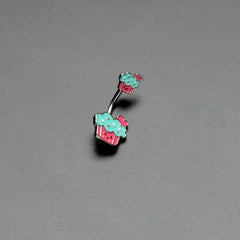 Sydney Belle Girlfriend Collection Sweet Happy Cupcake Pink Blue Double Mount Belly Ring