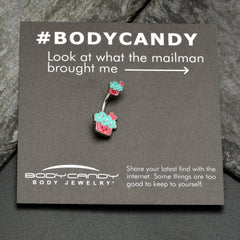 Sydney Belle Girlfriend Collection Sweet Happy Cupcake Pink Blue Double Mount Belly Ring